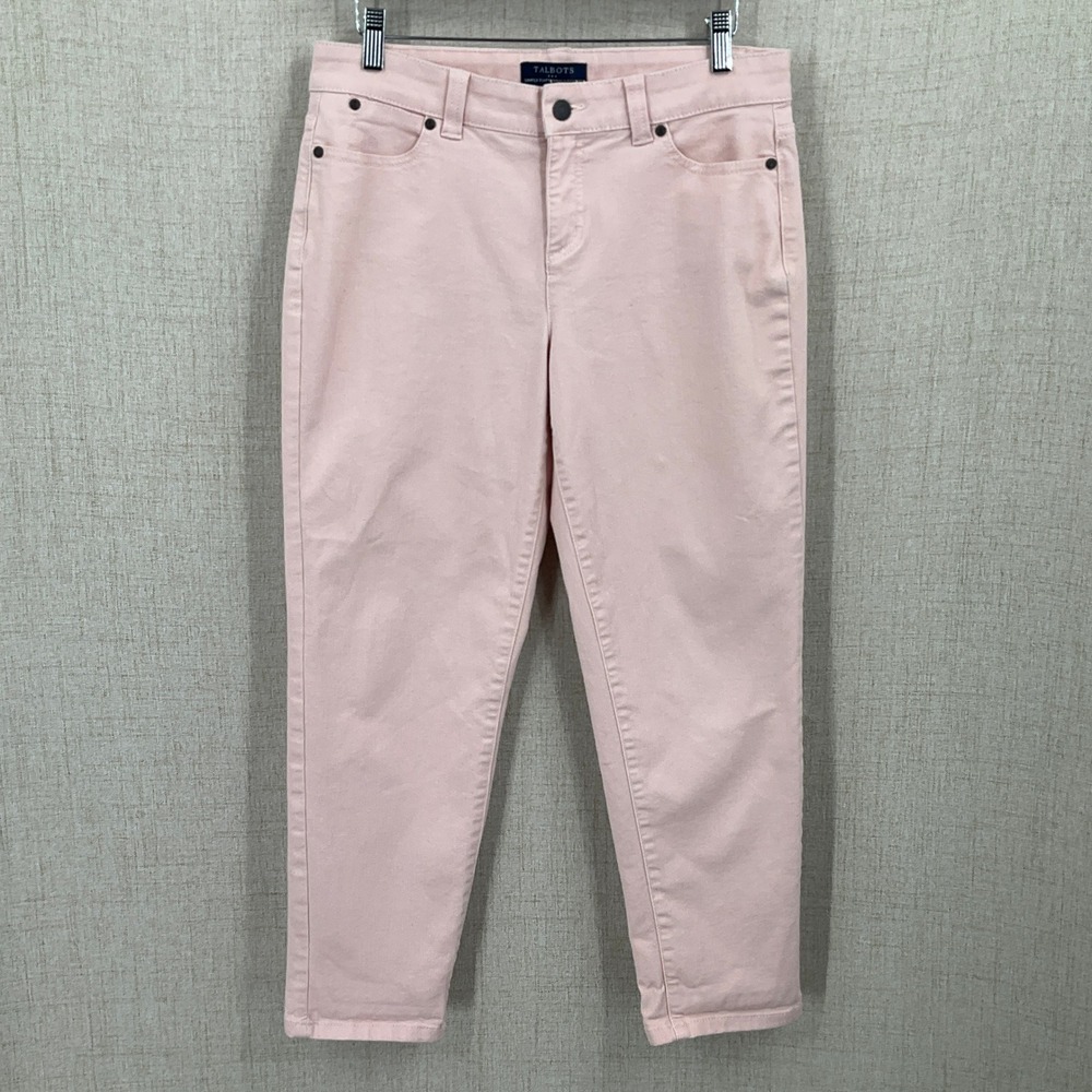 Talbots Simply Flattering Pants Women 8P Pink Cotton Blend Stretch Straight Leg